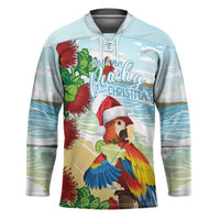 Have A Very Beach Christmas Hockey Jersey Parrot By Lehua Flower - Wonder Print Shop
