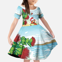 Have A Very Beach Christmas Kid Short Sleeve Dress Parrot By Lehua Flower - Wonder Print Shop