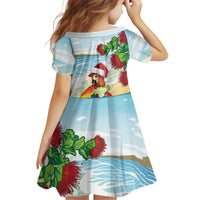 Have A Very Beach Christmas Kid Short Sleeve Dress Parrot By Lehua Flower - Wonder Print Shop
