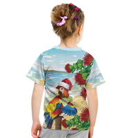 Have A Very Beach Christmas Kid T Shirt Parrot By Lehua Flower - Wonder Print Shop