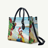 Have A Very Beach Christmas Leather Bag Parrot By Lehua Flower - Wonder Print Shop
