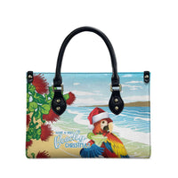 Have A Very Beach Christmas Leather Bag Parrot By Lehua Flower - Wonder Print Shop