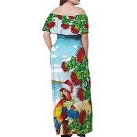 Have A Very Beach Christmas Off Shoulder Maxi Dress Parrot By Lehua Flower - Wonder Print Shop