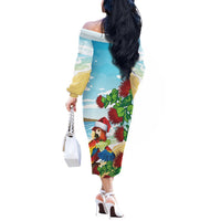 Have A Very Beach Christmas Off The Shoulder Long Sleeve Dress Parrot By Lehua Flower - Wonder Print Shop