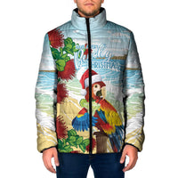 Have A Very Beach Christmas Padded Jacket Parrot By Lehua Flower - Wonder Print Shop