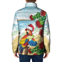 Have A Very Beach Christmas Padded Jacket Parrot By Lehua Flower - Wonder Print Shop