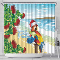 Have A Very Beach Christmas Shower Curtain Parrot By Lehua Flower - Wonder Print Shop
