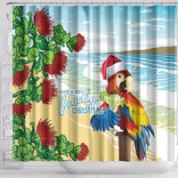 Have A Very Beach Christmas Shower Curtain Parrot By Lehua Flower - Wonder Print Shop