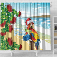 Have A Very Beach Christmas Shower Curtain Parrot By Lehua Flower - Wonder Print Shop