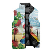 Have A Very Beach Christmas Sleeveless Puffer Jacket Parrot By Lehua Flower - Wonder Print Shop