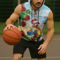 Have A Very Beach Christmas Sleeveless Zip Hoodie Parrot By Lehua Flower - Wonder Print Shop