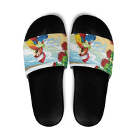 Have A Very Beach Christmas Slide Sandals Parrot By Lehua Flower - Wonder Print Shop