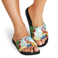 Have A Very Beach Christmas Slide Sandals Parrot By Lehua Flower - Wonder Print Shop