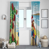 Have A Very Beach Christmas Window Curtain Parrot By Lehua Flower - Wonder Print Shop