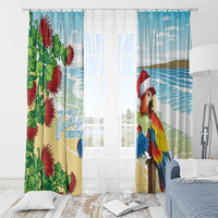Have A Very Beach Christmas Window Curtain Parrot By Lehua Flower - Wonder Print Shop