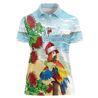 Have A Very Beach Christmas Women Polo Shirt Parrot By Lehua Flower - Wonder Print Shop
