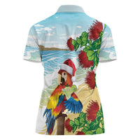 Have A Very Beach Christmas Women Polo Shirt Parrot By Lehua Flower - Wonder Print Shop