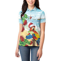 Have A Very Beach Christmas Women Polo Shirt Parrot By Lehua Flower - Wonder Print Shop