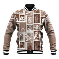 Hawaii Christmas Retro Patchwork Baseball Jacket Brown LT7 - Wonder Print Shop