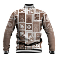 Hawaii Christmas Retro Patchwork Baseball Jacket Brown LT7 - Wonder Print Shop