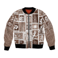 Hawaii Christmas Retro Patchwork Bomber Jacket Brown LT7 - Wonder Print Shop