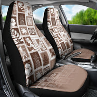 Hawaii Christmas Retro Patchwork Car Seat Cover Brown LT7 - Wonder Print Shop