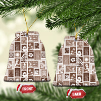 Hawaii Christmas Ceramic Ornament Retro Patchwork - Brown LT7 - Wonder Print Shop
