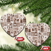 Hawaii Christmas Ceramic Ornament Retro Patchwork - Brown LT7 - Wonder Print Shop