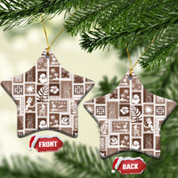 Hawaii Christmas Ceramic Ornament Retro Patchwork - Brown LT7 - Wonder Print Shop