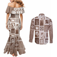 hawaii-christmas-retro-patchwork-couples-matching-mermaid-dress-and-long-sleeve-button-shirt-brown