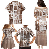 Hawaii Christmas Retro Patchwork Family Matching Puletasi Dress and Hawaiian Shirt Brown - Wonder Print Shop