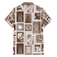 Hawaii Christmas Retro Patchwork Family Matching Short Sleeve Bodycon Dress and Hawaiian Shirt Brown - Wonder Print Shop