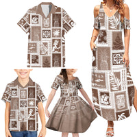 Hawaii Christmas Retro Patchwork Family Matching Summer Maxi Dress and Hawaiian Shirt Brown - Wonder Print Shop