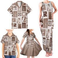 Hawaii Christmas Retro Patchwork Family Matching Tank Maxi Dress and Hawaiian Shirt Brown - Wonder Print Shop