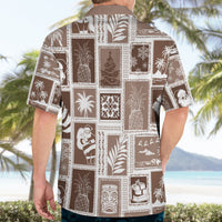 Hawaii Christmas Retro Patchwork Hawaiian Shirt Brown - Wonder Print Shop