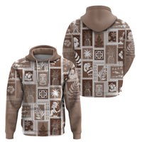 Hawaii Christmas Retro Patchwork Hoodie Brown - Wonder Print Shop