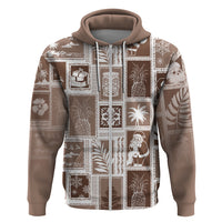 Hawaii Christmas Retro Patchwork Hoodie Brown - Wonder Print Shop