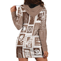 Hawaii Christmas Retro Patchwork Hoodie Dress Brown - Wonder Print Shop