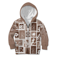 Hawaii Christmas Retro Patchwork Kid Hoodie Brown - Wonder Print Shop