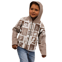 Hawaii Christmas Retro Patchwork Kid Hoodie Brown - Wonder Print Shop