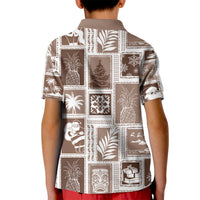 Hawaii Christmas Retro Patchwork Kid Polo Shirt Brown - Wonder Print Shop