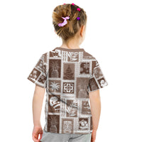 Hawaii Christmas Retro Patchwork Kid T Shirt Brown - Wonder Print Shop