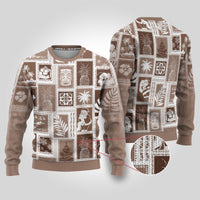 Hawaii Christmas Ugly Christmas Sweater Retro Patchwork - Brown - Wonder Print Shop