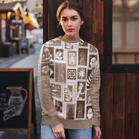 Hawaii Christmas Ugly Christmas Sweater Retro Patchwork - Brown - Wonder Print Shop