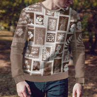 Hawaii Christmas Ugly Christmas Sweater Retro Patchwork - Brown - Wonder Print Shop