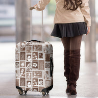 Hawaii Christmas Retro Patchwork Luggage Cover Brown - Wonder Print Shop