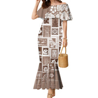 Hawaii Christmas Retro Patchwork Mermaid Dress Brown - Wonder Print Shop