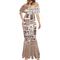 Hawaii Christmas Retro Patchwork Mermaid Dress Brown - Wonder Print Shop