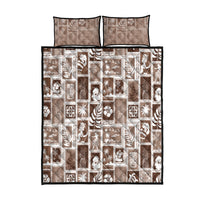 Hawaii Christmas Retro Patchwork Quilt Bed Set Brown - Wonder Print Shop