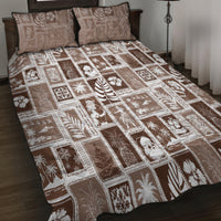Hawaii Christmas Retro Patchwork Quilt Bed Set Brown - Wonder Print Shop